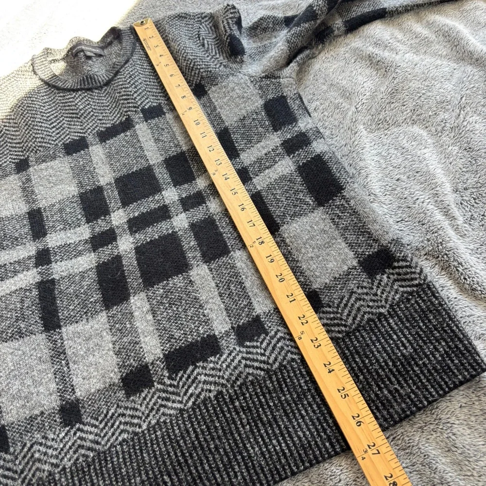 Banana Republic Mens Sweater Medium Herringbone Plaid Merino Wool Mohair 21535